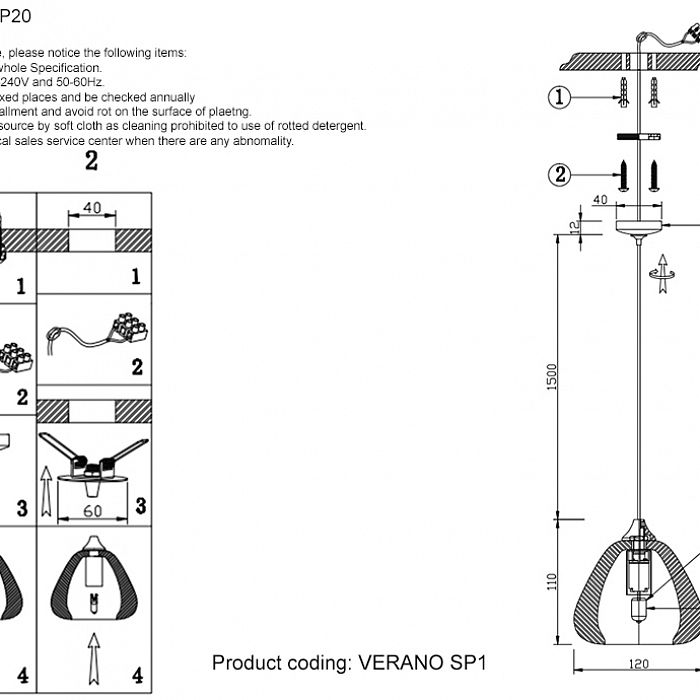 Светильник Crystal Lux VERANO SP1 TRANSPARENT