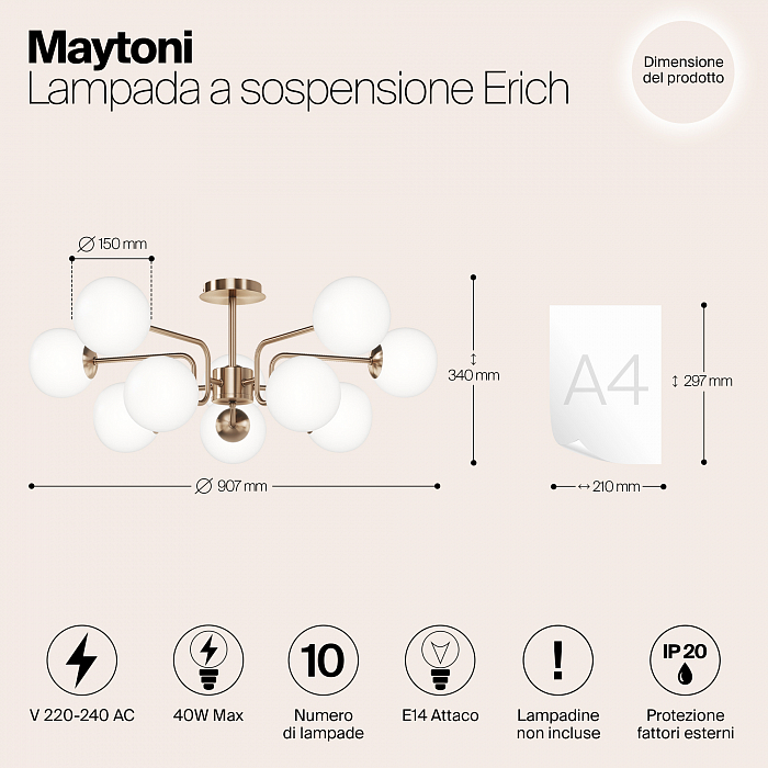 Светильник потолочная Maytoni MOD221PL-10G