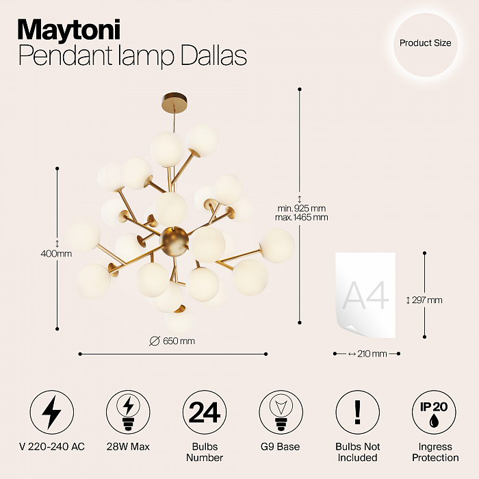 Светильник подвесная Maytoni MOD545PL-24BS