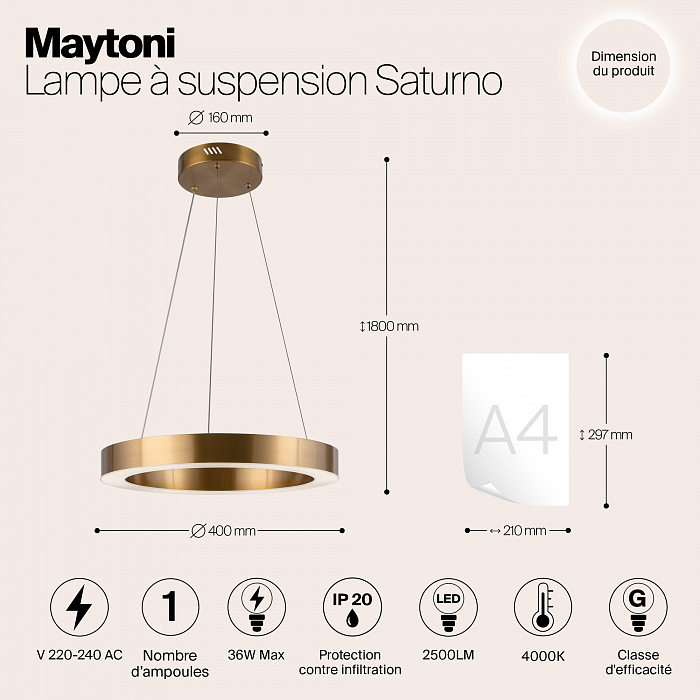 Светильник подвесная Maytoni MOD415PL-L36BS4K