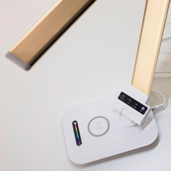 CL803012 Ньютон Бел-Золотой, RGB+USB+Qi Настольная лампа для школьников  CL803012
