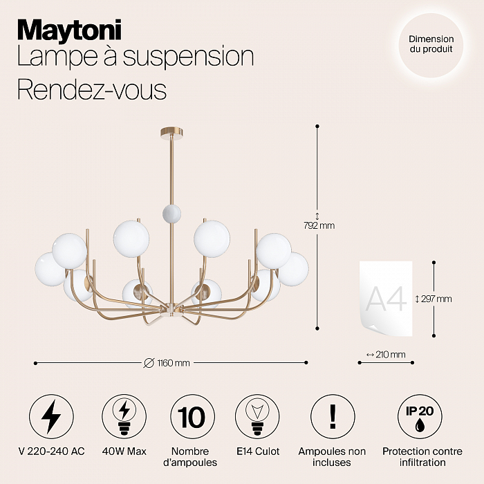 Светильник подвесная Maytoni MOD109PL-10BS
