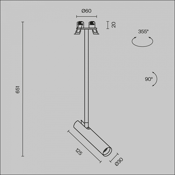 Светильник Technical P141RS-L125-6W3K-B