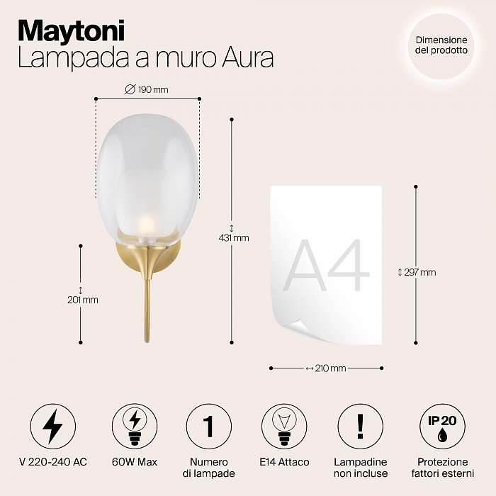 Бра на 1 лампу Maytoni MOD016WL-01BS