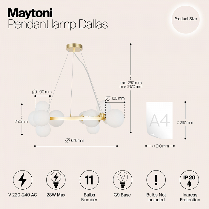 Светильник большой Maytoni MOD545PL-11BS