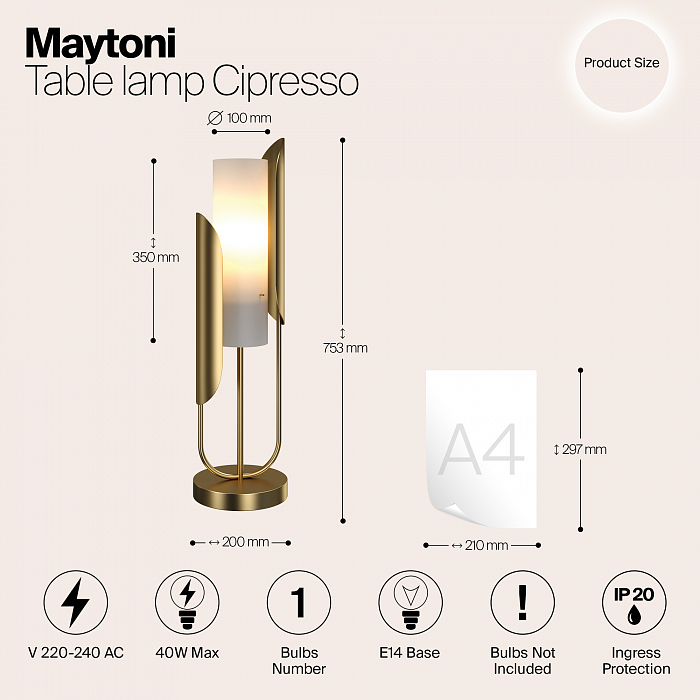 Настольная лампа интерьерная Maytoni Z014TL-01G