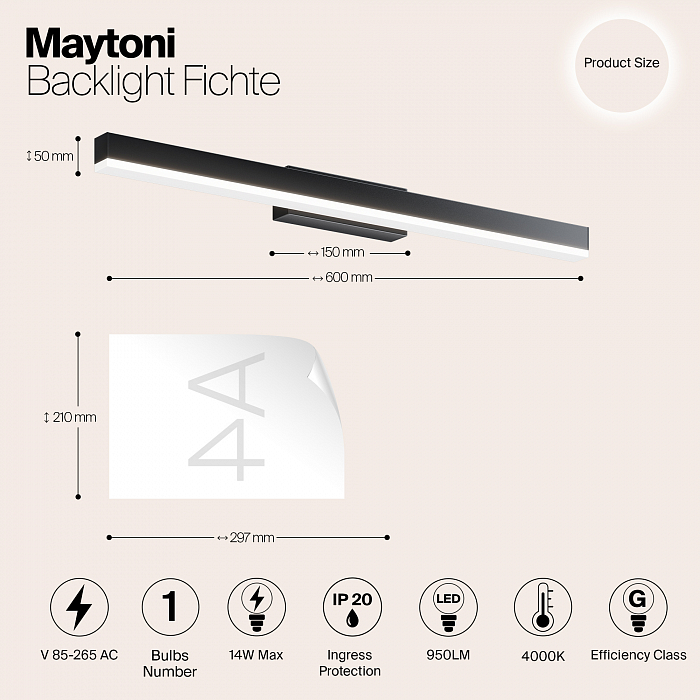 Интерьерная подсветка подсветка картины Maytoni MIR012WL-L14B4K
