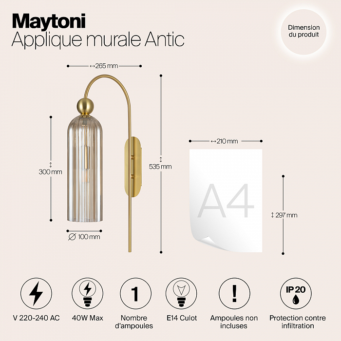 Бра на 1 лампу Maytoni MOD302WL-01CG