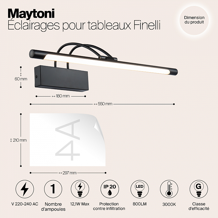 Интерьерная подсветка подсветка картины Maytoni MIR004WL-L12B