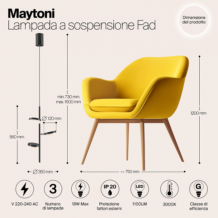 Светильник светодиодный Maytoni MOD070PL-L18B3K