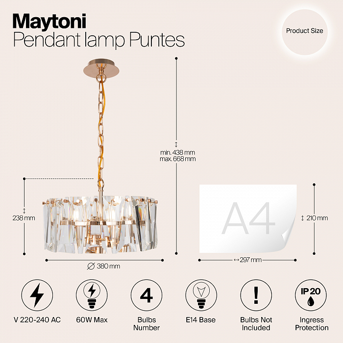 Светильник подвесная Maytoni MOD043PL-04G