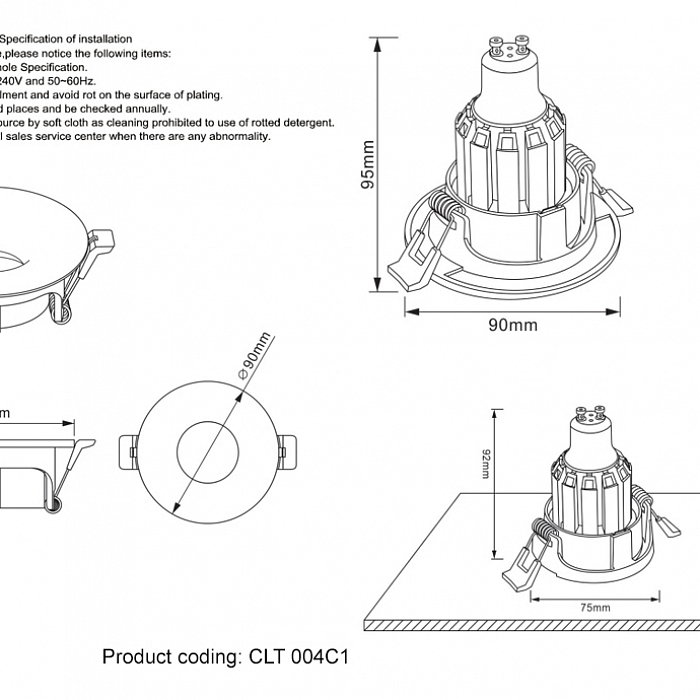 Светильник встраиваемый Crystal Lux CLT 004C1 WH