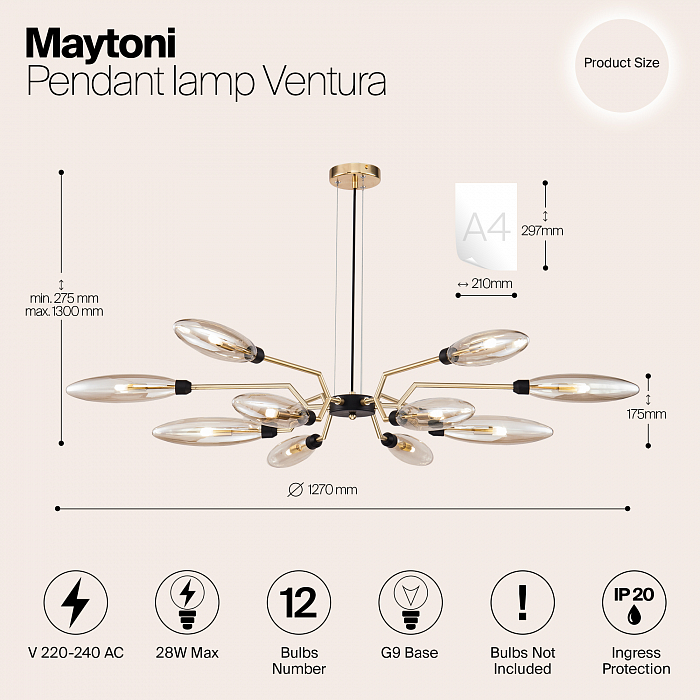 Светильник подвесная Maytoni MOD012CL-12G