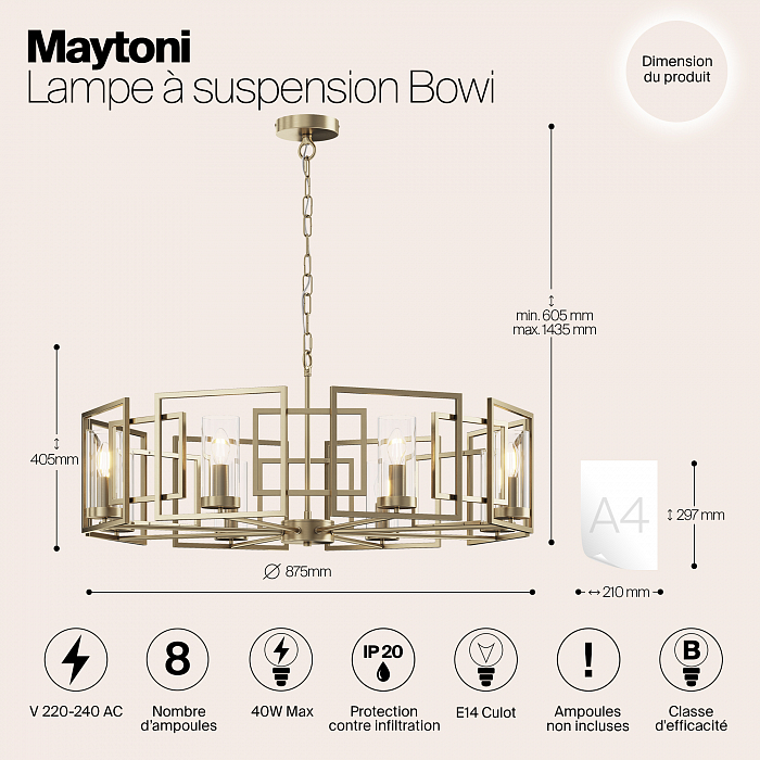 Светильник подвесная Maytoni H009PL-08G