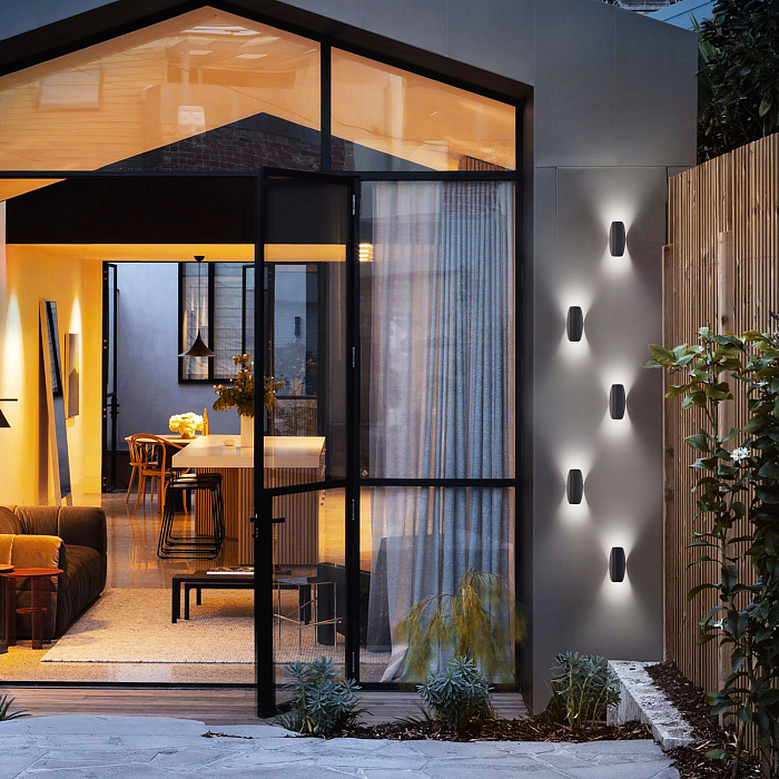 Настенный светодиодный светильник Taco чёрный IP54 1632 TECHNO LED Уличный светильник Elektrostandard 1632 TECHNO LED