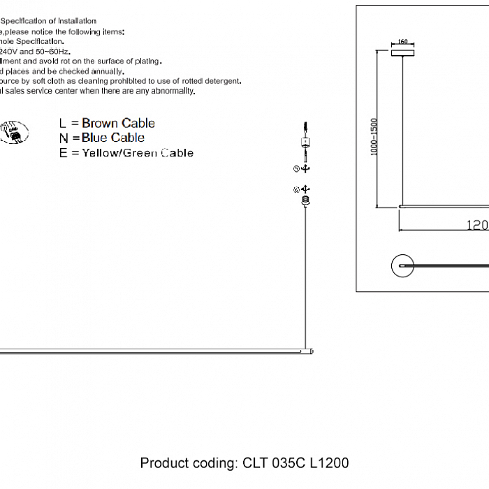 Светильник Crystal Lux CLT 035C L1200 BL