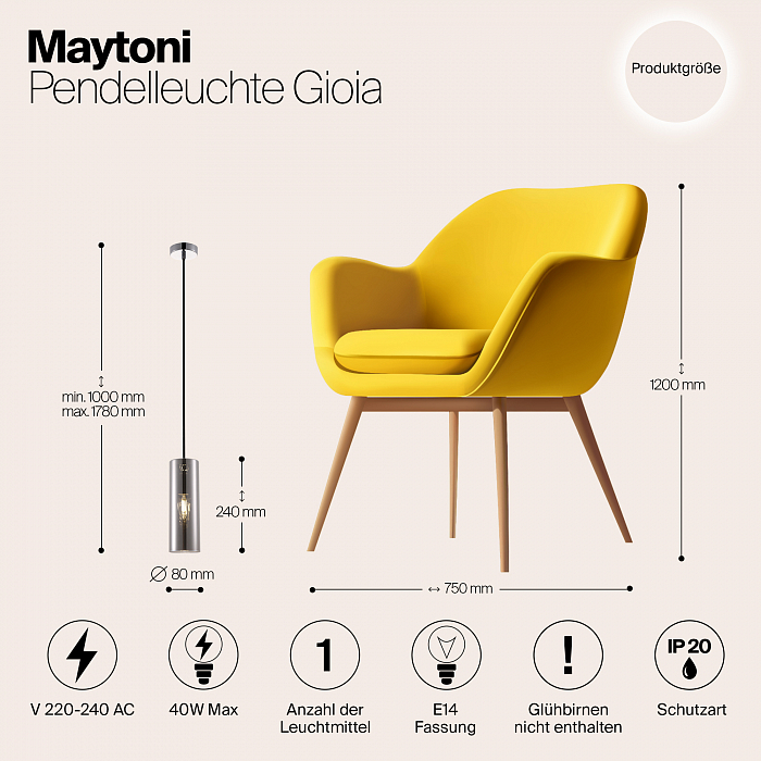 Светильник одинарный Maytoni P011PL-01CH