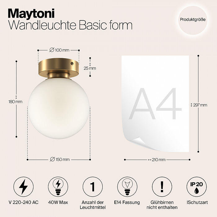 Бра накладной Maytoni MOD321WL-01G1