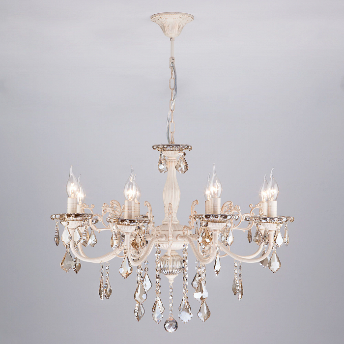 Люстра подвесная Eurosvet 3281/8 белый с золотом / тонированный хрусталь