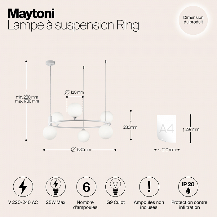 Светильник подвесная Maytoni MOD013PL-06W