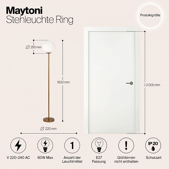 Торшер на 1 лампу Maytoni MOD013FL-01BS