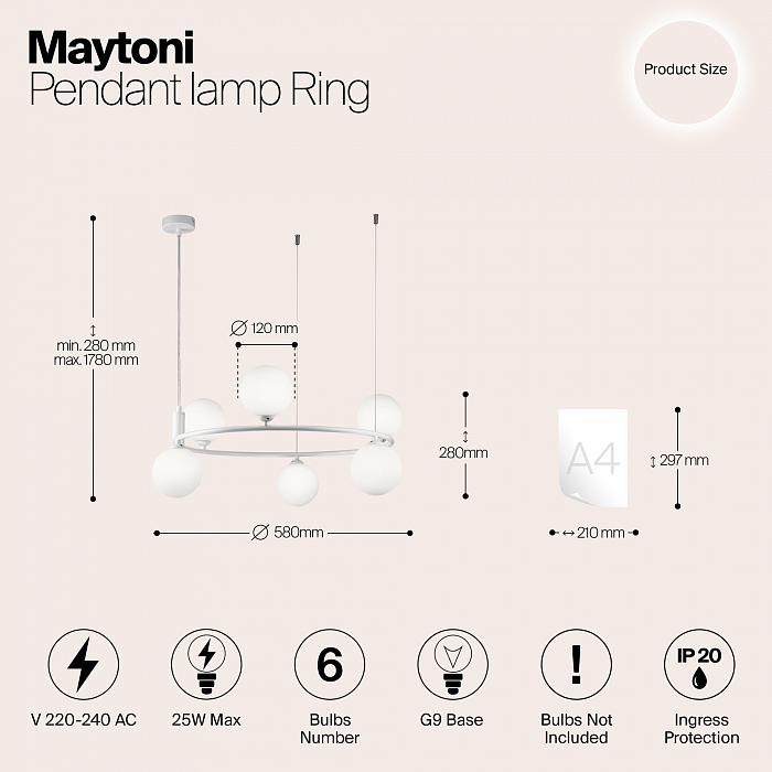 Светильник подвесная Maytoni MOD013PL-06W