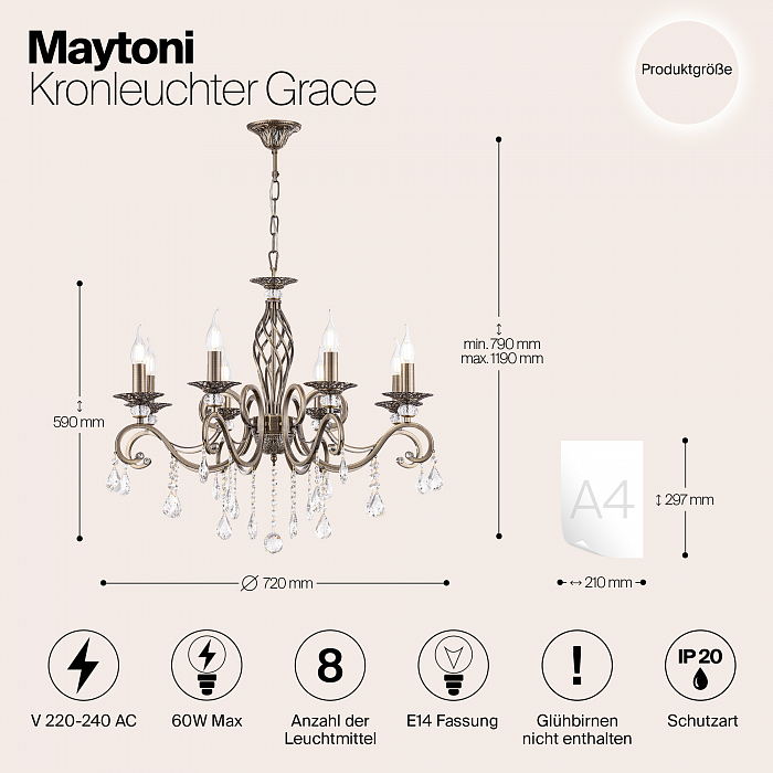 Люстра подвесная Maytoni RC247-PL-08-R