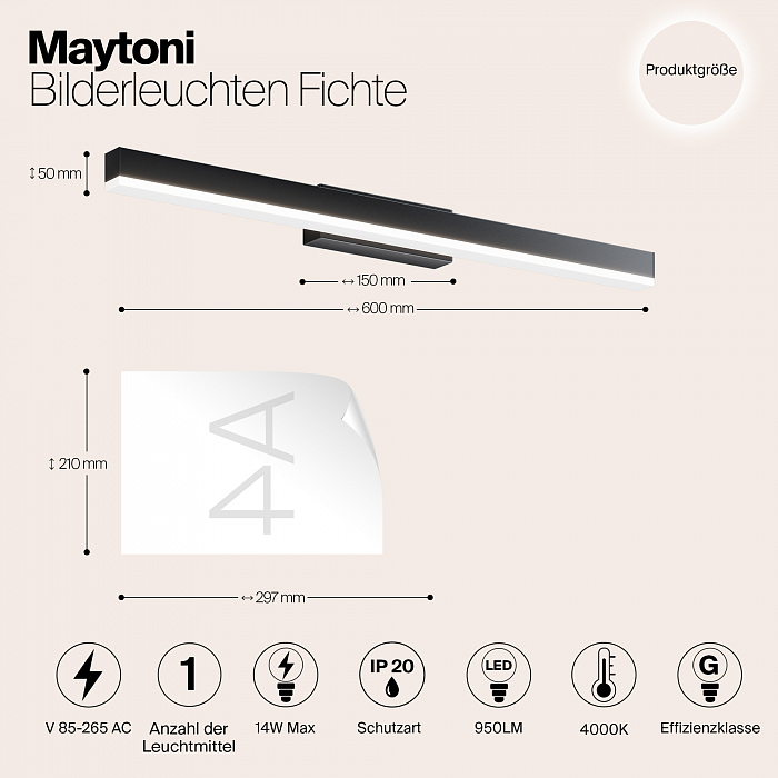 Интерьерная подсветка подсветка картины Maytoni MIR012WL-L14B4K