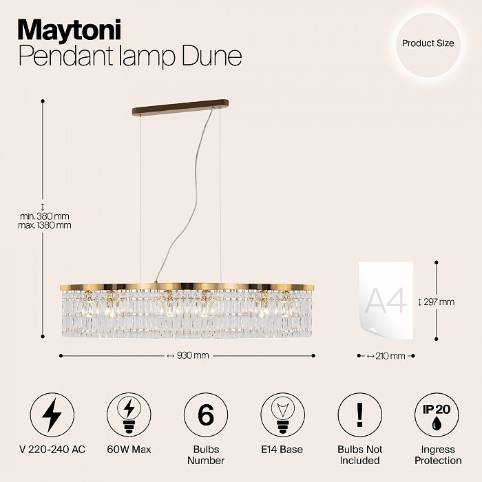 Светильник большой Maytoni DIA005PL-06G
