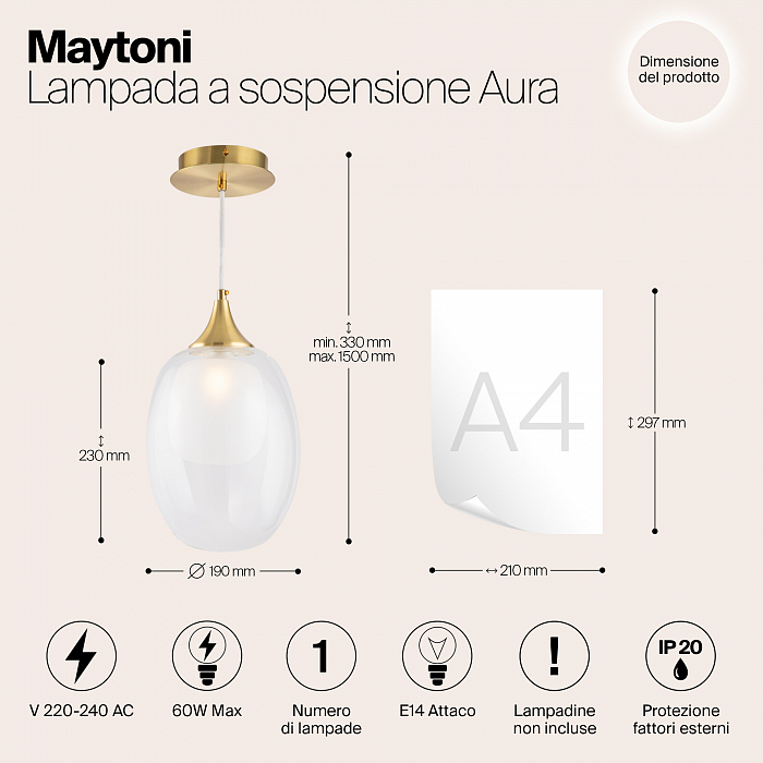 Светильник одинарный Maytoni MOD016PL-01BS