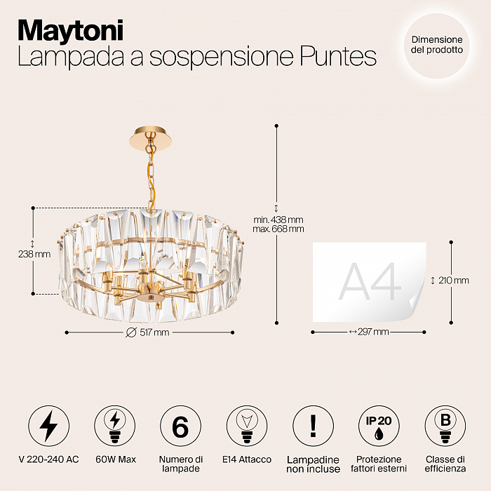 Светильник подвесная Maytoni MOD043PL-06G