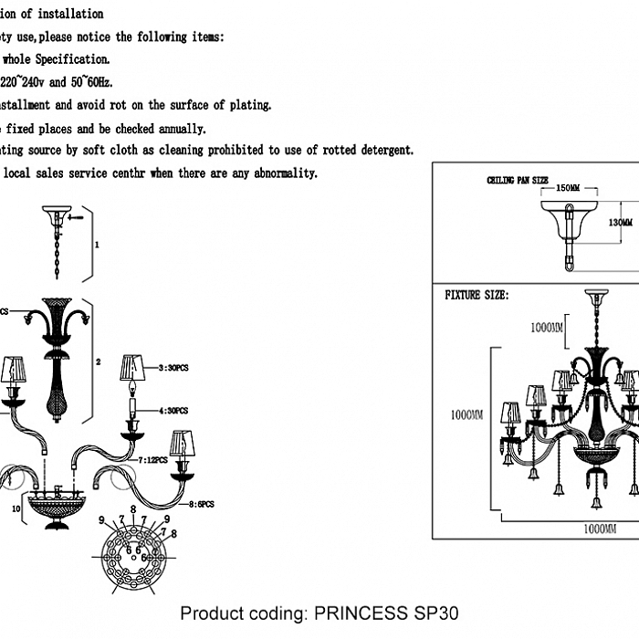 Люстра подвесная Crystal Lux PRINCESS SP30