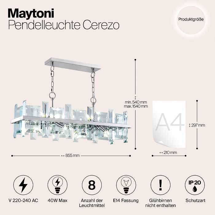 Светильник подвесная Maytoni MOD201PL-08N