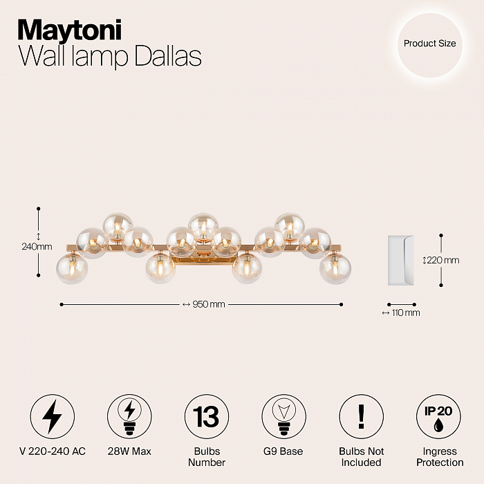 Бра на 3 и более ламп Maytoni MOD547WL-13G