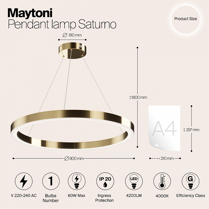 Светильник подвесная Maytoni MOD415PL-L60BS4K