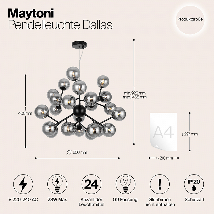 Светильник подвесная Maytoni MOD545PL-24B