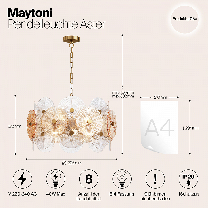 Светильник подвесная Maytoni MOD007PL-08G