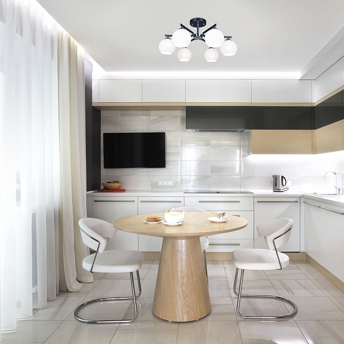 Потолочная люстра с плафонами 30145/6 хром/венге Люстра потолочная Eurosvet 30145/6 хром/венге