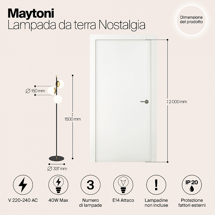 Торшер на 2 и более ламп Maytoni MOD048FL-03G