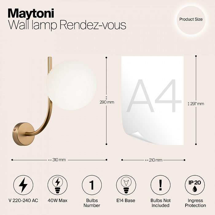 Бра на 1 лампу Maytoni MOD109WL-01BS