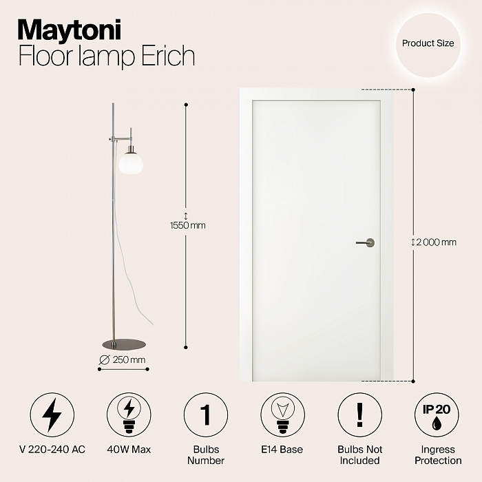 Торшер на 1 лампу Maytoni MOD221-FL-01-N