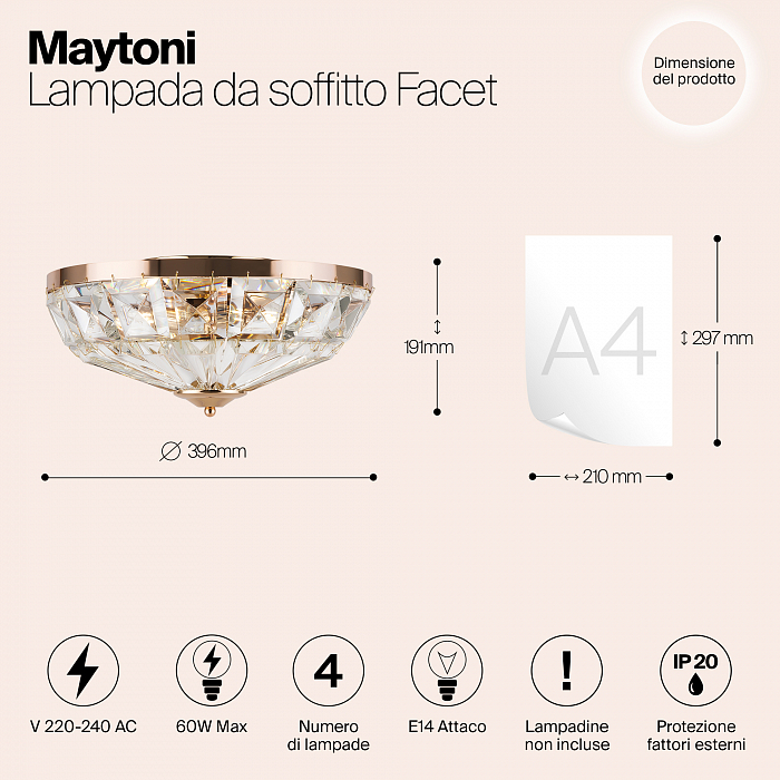 Светильник потолочная Maytoni MOD094CL-04G