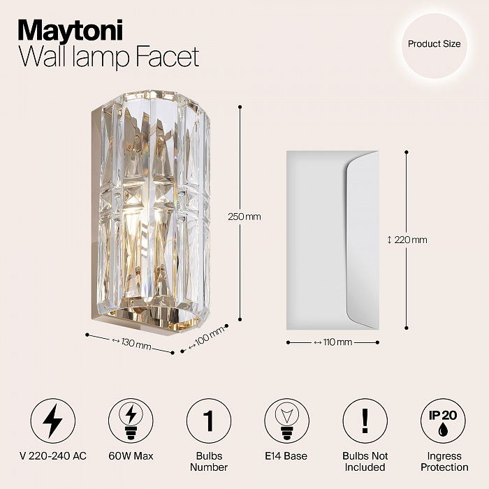 Бра на 1 лампу Maytoni MOD094WL-01G