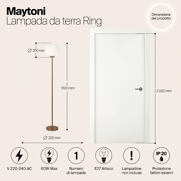 Торшер на 1 лампу Maytoni MOD013FL-01BS