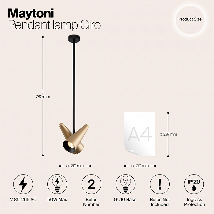 Светильник одинарный Maytoni MOD095PL-02BS