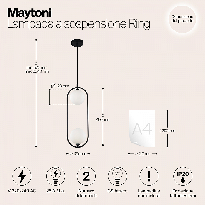 Светильник одинарный Maytoni MOD013PL-02B