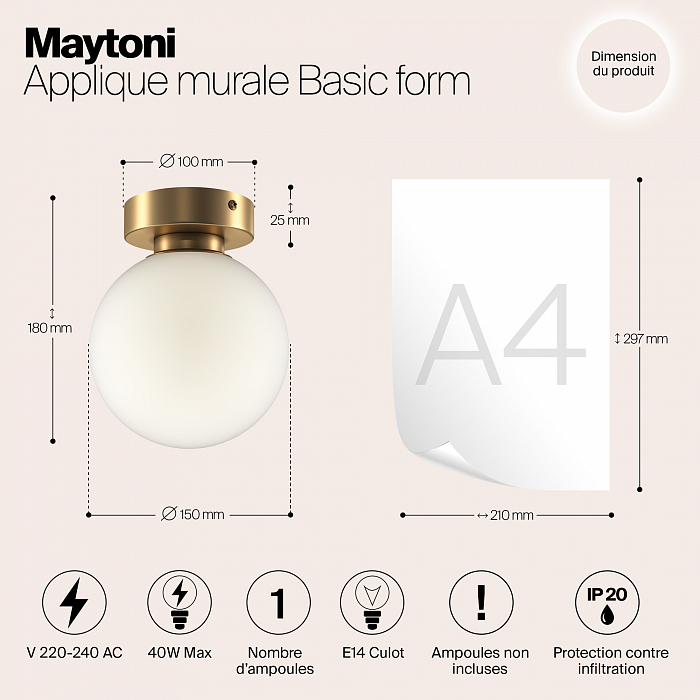 Бра накладной Maytoni MOD321WL-01G1
