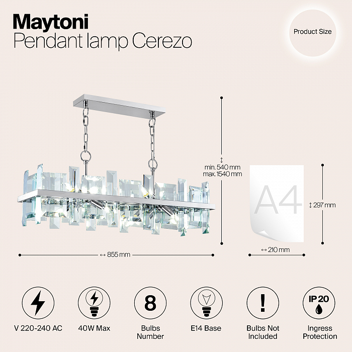 Светильник подвесная Maytoni MOD201PL-08N