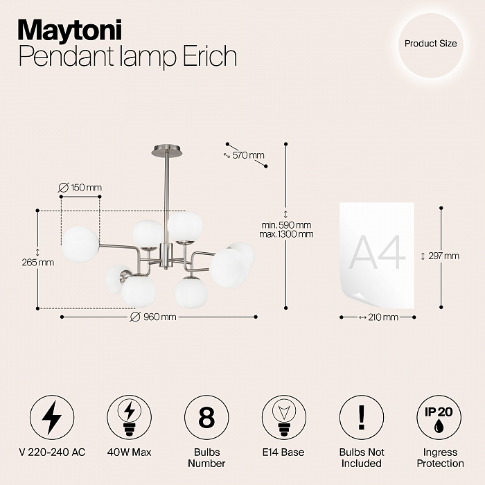 Светильник на штанге Maytoni MOD221-PL-08-N