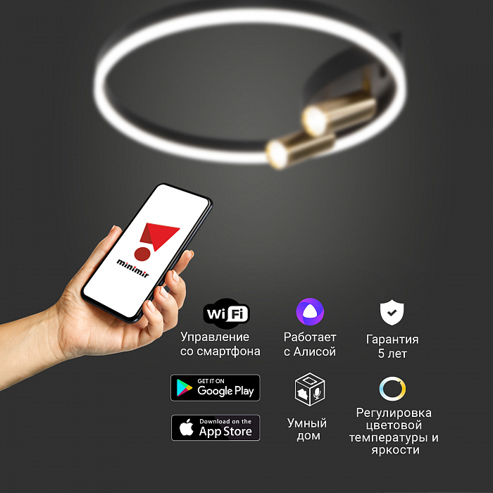 Светильник светодиодный Eurosvet 90247/3 черный/золото Smart